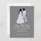 2つのつばスーツと結婚のドレス(薄紫グレー) 案内ポストカード (正面/裏面)