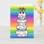 2つのつば結婚がケーキ カード (黄色い花)