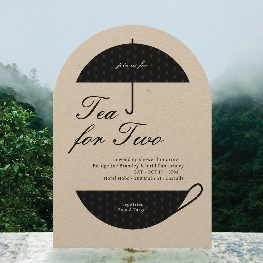 2つののクラシック茶結婚シャワー招待状のお茶 招待状
