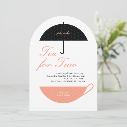 2つののクラシック茶結婚シャワー招待状のお茶 招待状 (スタンド正面)