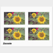 2つのひまわりが描かれた長方形のステッカー 長方形シール (シート)