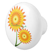 2つのひまわり植物サンダー_コーブ セラミックノブ (右)