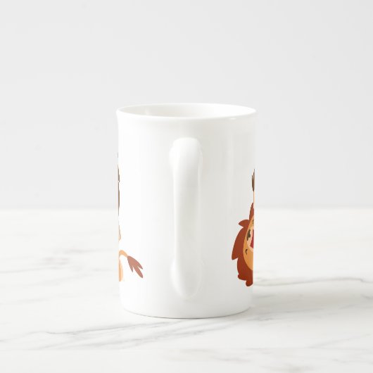 2つのよくはしゃぐかわいい漫画ライオンズボーン中国マグカップ ボーンチャイナマグカップ (裏面)