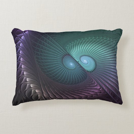 2つのらせん状カラフルモダン抽象芸術フラクタル アクセントクッション (正面)