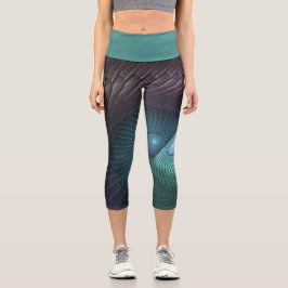 2つのらせん状カラフルモダン抽象芸術フラクタル カプリレギンス