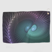 2つのらせん状カラフルモダン抽象芸術フラクタル ゴルフタオル (横)