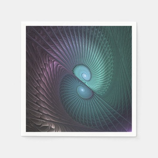 2つのらせん状カラフルモダン抽象芸術フラクタル スタンダードカクテルナプキン (正面)