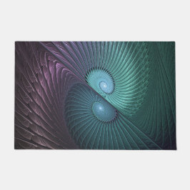 2つのらせん状カラフルモダン抽象芸術フラクタル ドアマット