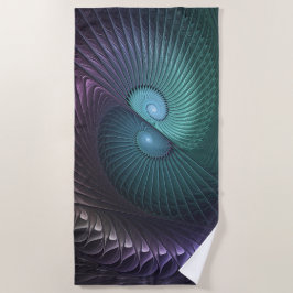 2つのらせん状カラフルモダン抽象芸術フラクタル ビーチタオル