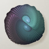 2つのらせん状カラフルモダン抽象芸術フラクタル ラウンドクッション (裏面)