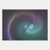 2つのらせん状カラフルモダン抽象芸術フラクタル ラッピングペーパーシート (正面)