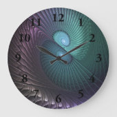 2つのらせん状カラフルモダン抽象芸術フラクタル ラージ壁時計 (正面)