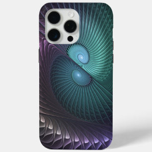 2つのらせん状カラフルモダン抽象芸術フラクタル iPhone 15 PRO MAXケース