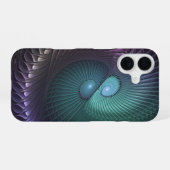 2つのらせん状カラフルモダン抽象芸術フラクタル iPhone 16ケース (裏面横)
