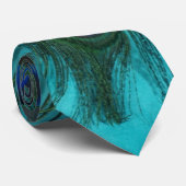 2つのアクアピーコックフェザー ネクタイ (ロール)