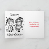 2つのアニメ小妖精や小人 | かわいいクリスマス シーズンカード (内部)