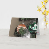 「2つのアンティーククリスマスツリーオーナメント」カード カード (黄色い花)