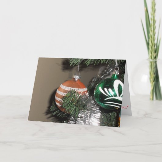 「2つのアンティーククリスマスツリーオーナメント」カード カード (正面)