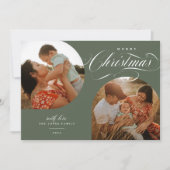 2つのアーチモダン写真メリークリスマススクリプト シーズンカード (正面)