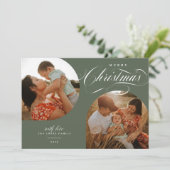 2つのアーチモダン写真メリークリスマススクリプト シーズンカード (スタンド正面)