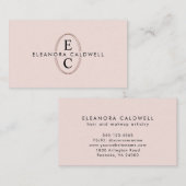 2つのイニシャルモノグラムバラ金ゴールドロゴ赤面ピンク 名刺 (正面/裏面)