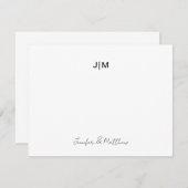 2つのイニシャルモノグラムブラックカップル文房具 サンキューカード (正面/裏面)