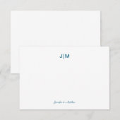 2つのイニシャルモノグラムブラックカップル文房具 サンキューカード (正面/裏面)