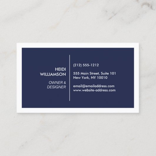 2つのイニシャル付きボックスのロゴ濃い青 名刺 (裏面)