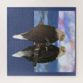 2つのイーグルパーソナライズされた文字テンプレート ジグソーパズル (横)