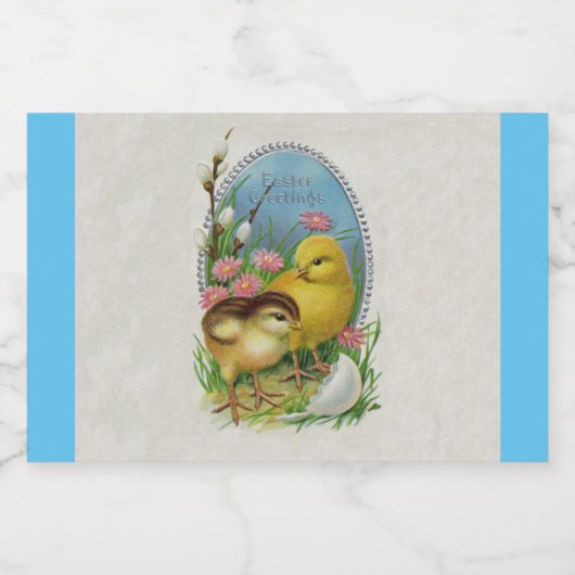 2つのイースターチックス孵化卵かわいらし花ブルー フードラベル (シングルラベル)