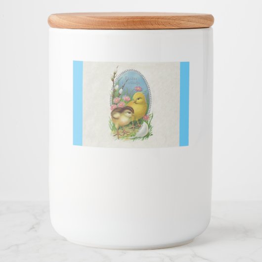 2つのイースターチックス孵化卵かわいらし花ブルー フードラベル (正面)