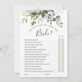 2つのウェディングシャワーゲーム エレガントなユーカリカード 招待状 (裏面)