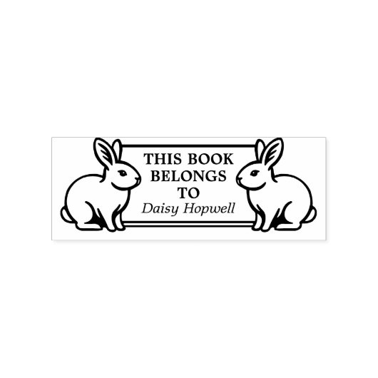 2つのウサギ – この本は属する(Ex Libris) ラバースタンプ (インプリント)