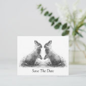 2つのウサギ（バニー）：日付を保存する 案内ポストカード (スタンド正面)