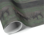 2つのエルクの雄牛が戦いに連係 ラッピングペーパー (ロールコーナー)