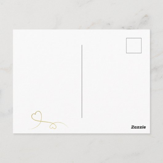 2つのエレガントなゴールドハート | 結婚式のお礼 ポストカード (裏面)