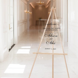 2つのエレガントハートス結婚クリプトのウェルカムサイン アクリルサイン