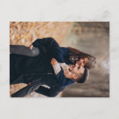 2つのエレガントフォトスクリプト結婚式の日付を保存 案内ポストカード (裏面)