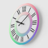 2つのエレガントレインボーディスク、ローマ数字マーカー ラージ壁時計 (傾斜)