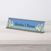 2つのエレガント妖精金ゴールドドレスバタフライウィング デスクネームプレート (正面)