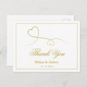 2つのエレガント金ゴールドハート |さん結婚ありがとう ポストカード (正面/裏面)