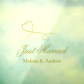 2つのエレガント金ゴールドハート |たった今結婚しました結婚の車 ウィンドウサイン (シート3)