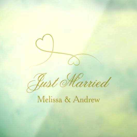 2つのエレガント金ゴールドハート |たった今結婚しました結婚の車 ウィンドウサイン (シート3)