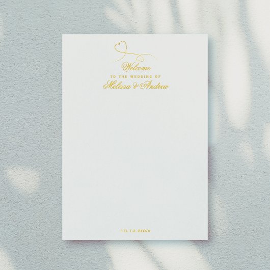 2つのエレガント金ゴールドハート |の結婚ウェルカムレター