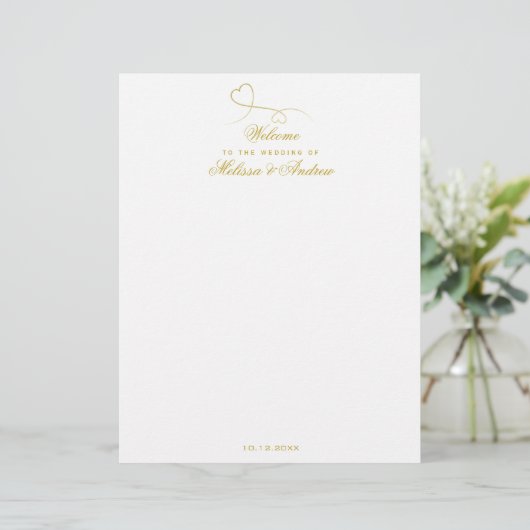 2つのエレガント金ゴールドハート |の結婚ウェルカムレター (スタンド正面)