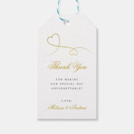 2つのエレガント金ゴールドハート |結婚の'ありがとう' ギフトタグ