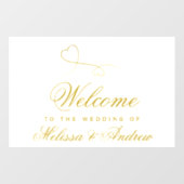 2つのエレガント金ゴールドハート |結婚へようこそ ウィンドウサイン (シート)