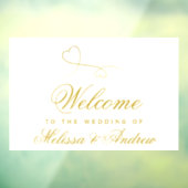 2つのエレガント金ゴールドハート |結婚へようこそ ウィンドウサイン (シート3)