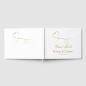 2つのエレガント金ゴールドハート | 結婚s ゲストブック (全面)