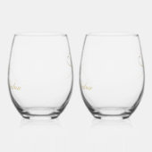 2つのエレガント金ゴールドハート | 結婚s ステムなしワイングラス (左)